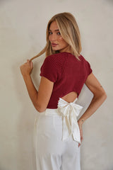 Scarlett Satin Tie Back Knit Top