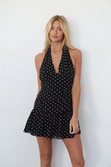Amina Polka Dot Halter Mini Dress