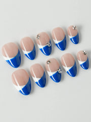 Duo Blue French Tip Nails