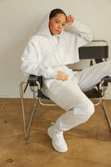 Girlfriend Crop Hoodie In Cloud Grey