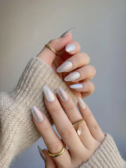 Silver White Cat-eye Nails