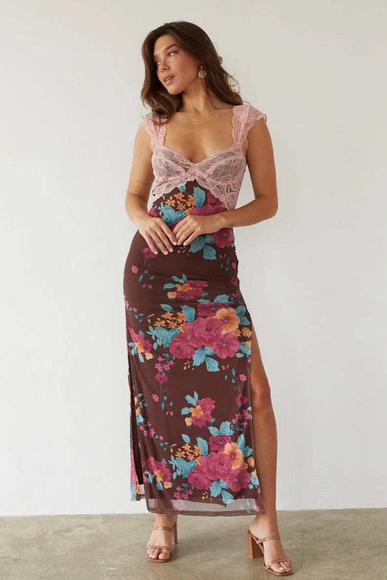 Mimi Floral Mesh Maxi Dress