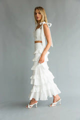 Dawn Bow Strap Bustier Top + Tiered Ruffle Skirt Set