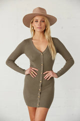 Quinn Ribbed Button Down Mini Dress