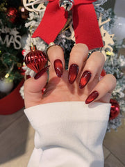 Deep Red Cat eye Nails