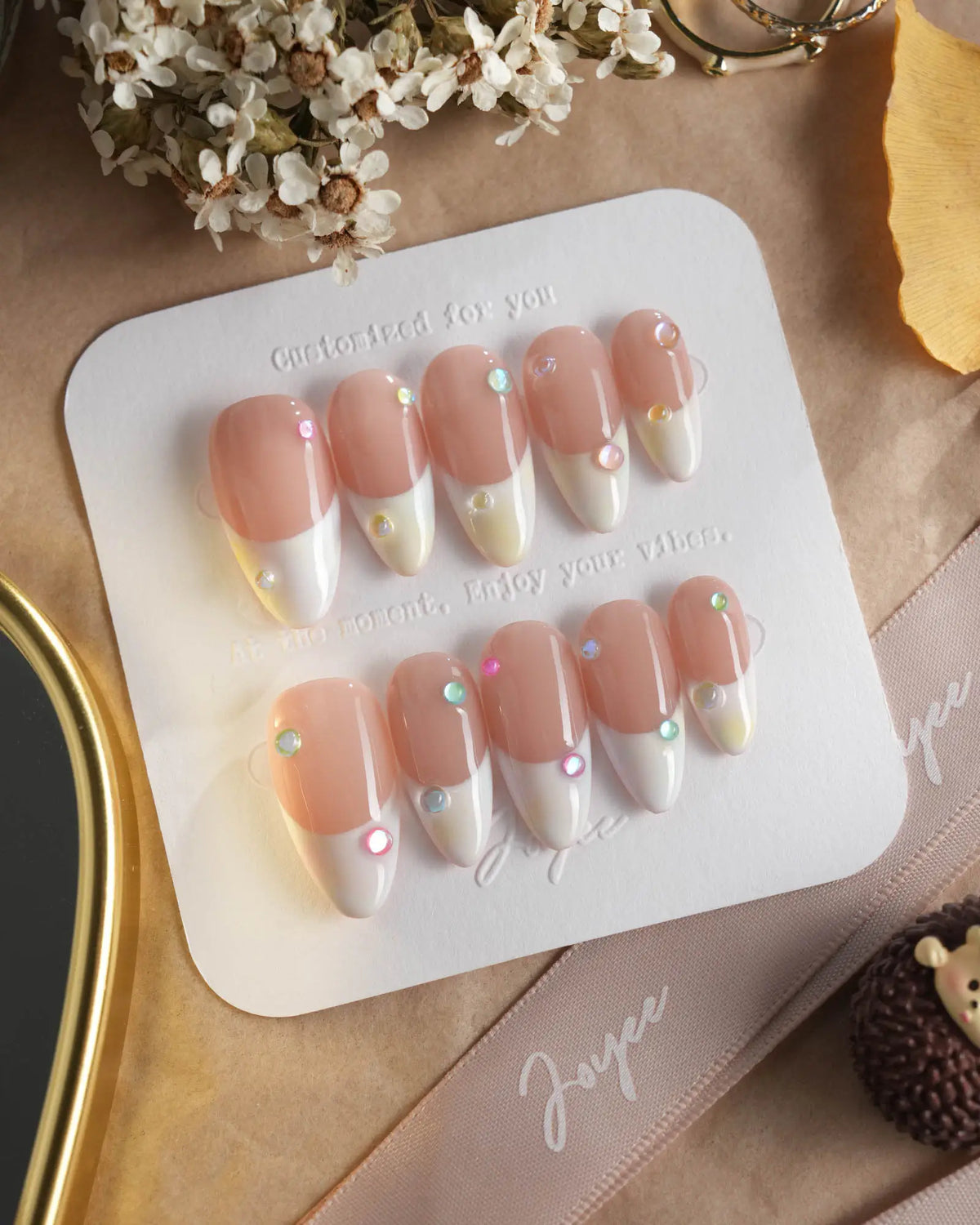 Rainbow Bubbles French Tip