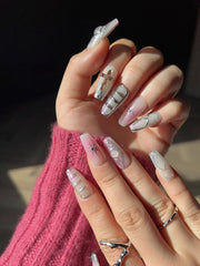 Silver Pink Nails Flame