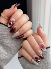 Tip Burgundy Nails