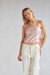 Sabrina Strapless Jacquard Bow Top