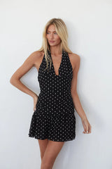 Amina Polka Dot Halter Mini Dress