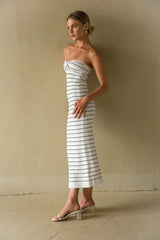 Jaclyn Strapless Twist Front Knit Midi Dress