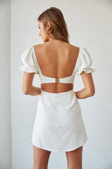 Drew Puff Sleeve Corset Linen Mini Dress