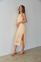 Keilani High Neck Open Knit Midi Dress