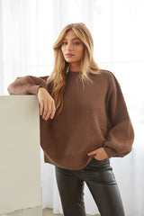 Phoebe Balloon Sleeve Sweater in Brown