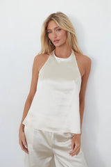 Nayla Open Back Satin Halter Top