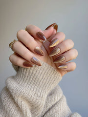 Light Brown Color Cat-eye Nails