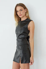 Yara Faux Leather Skort