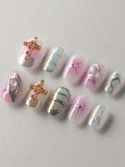 Silver Pink Nails Flame