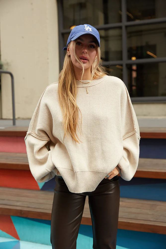 Phoebe Balloon Sleeve Sweater in Ecru