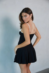 Claire Contrast Coquette Pleated Mini Dress