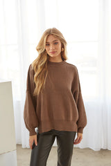 Phoebe Balloon Sleeve Sweater in Brown