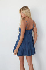 Evalee Tiered Denim Mini Dress
