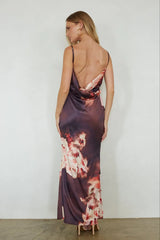 Jenny Satin Floral Maxi Dress