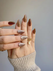 Light Brown Color Cat-eye Nails