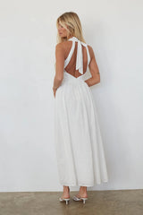 Natasha Eyelet Halter Midi Dress