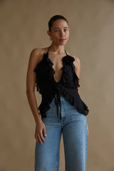 Claudia Rosette Chiffon Halter Top