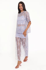 Yonder Sheer Panel Lace Maxi Skirt - Purple