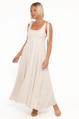 Valara Tie Shoulder Maxi Dress - Oatmeal